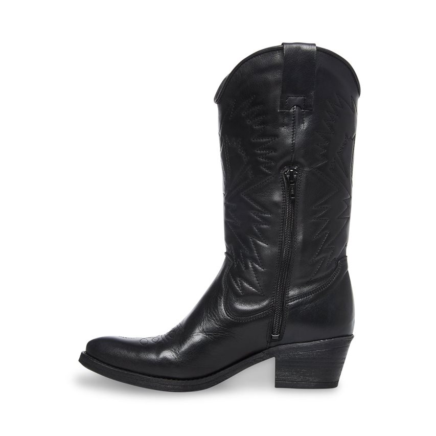 Black Steve Madden Hayward Leather Women's High Boots | PH 1320JQS